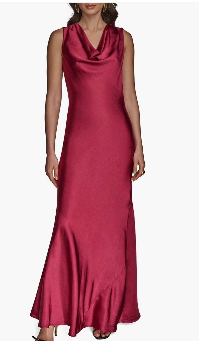 Donna Karan New York Cowl Neck Satin Maxi Dress Size 4 (New with tags)